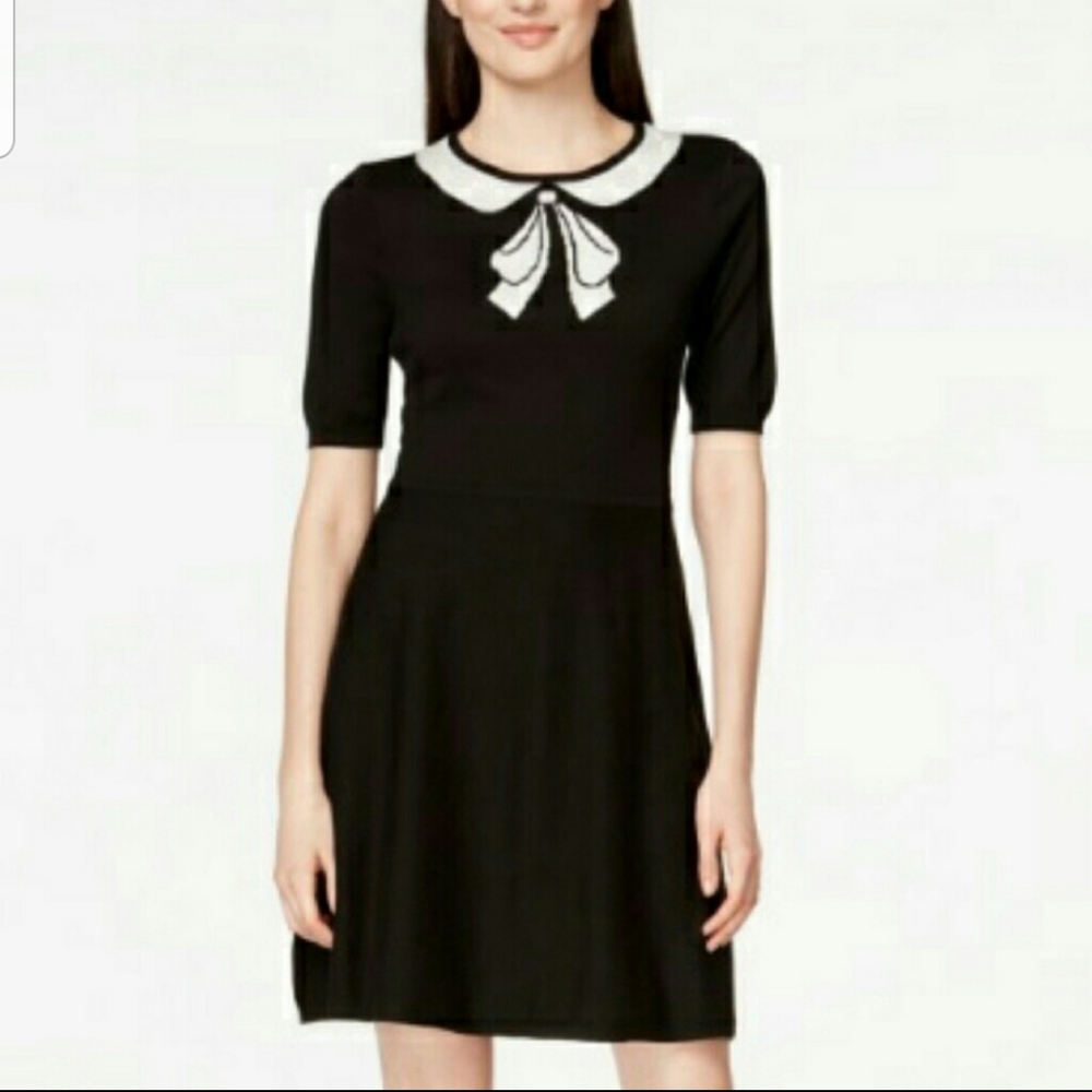 CeCe Black White Sweater Dress Small
